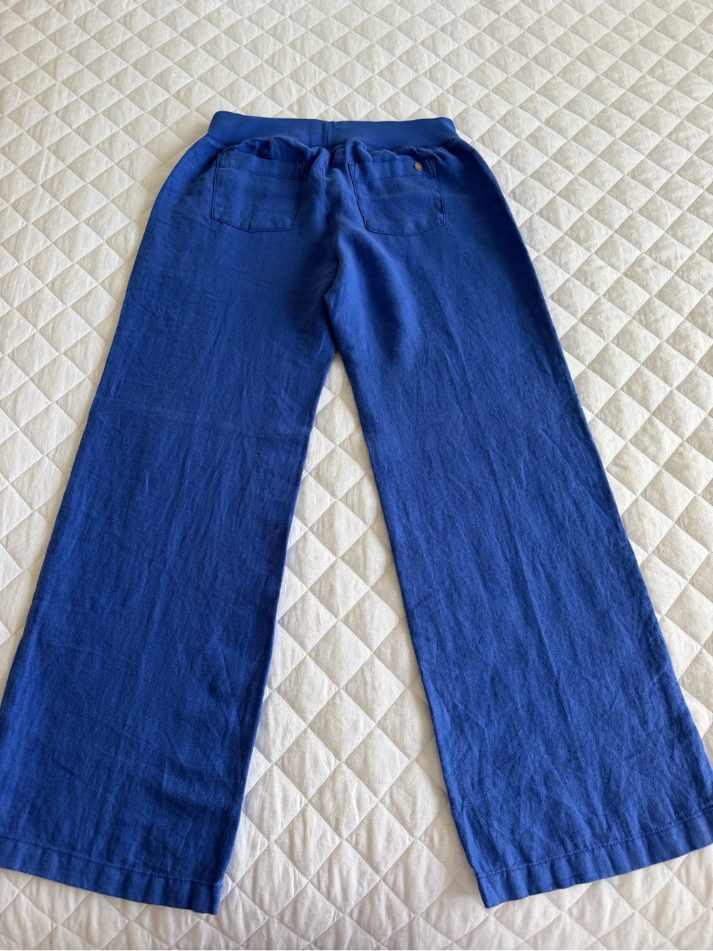Wide Leg Blue Knit Pants